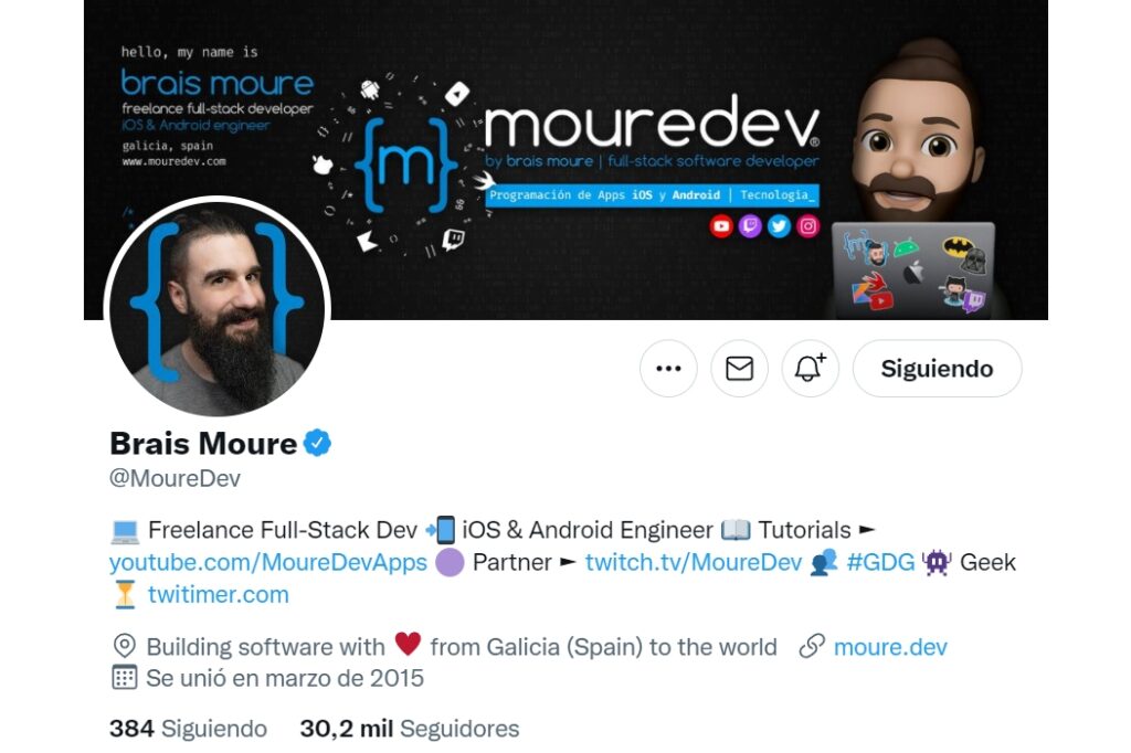 perfil de twitter de Brais Moure